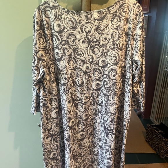 J Jill Pure Jill  Large Women's Printed Scoop Neck Dress- Neutral Swirl Pattern - Picture 4 of 5